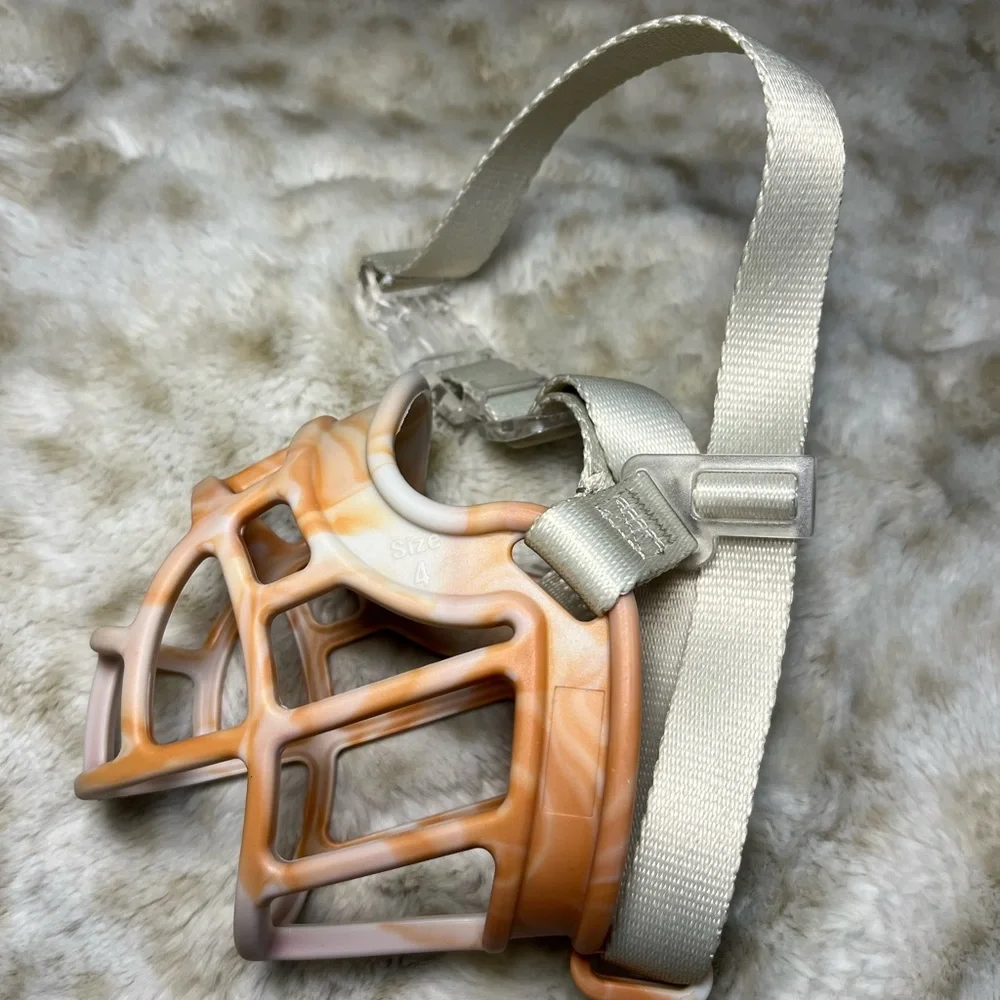 Basket Muzzle for Med/Lg Dogs - Sturdy & Lightweight, (Orange, Size 4)